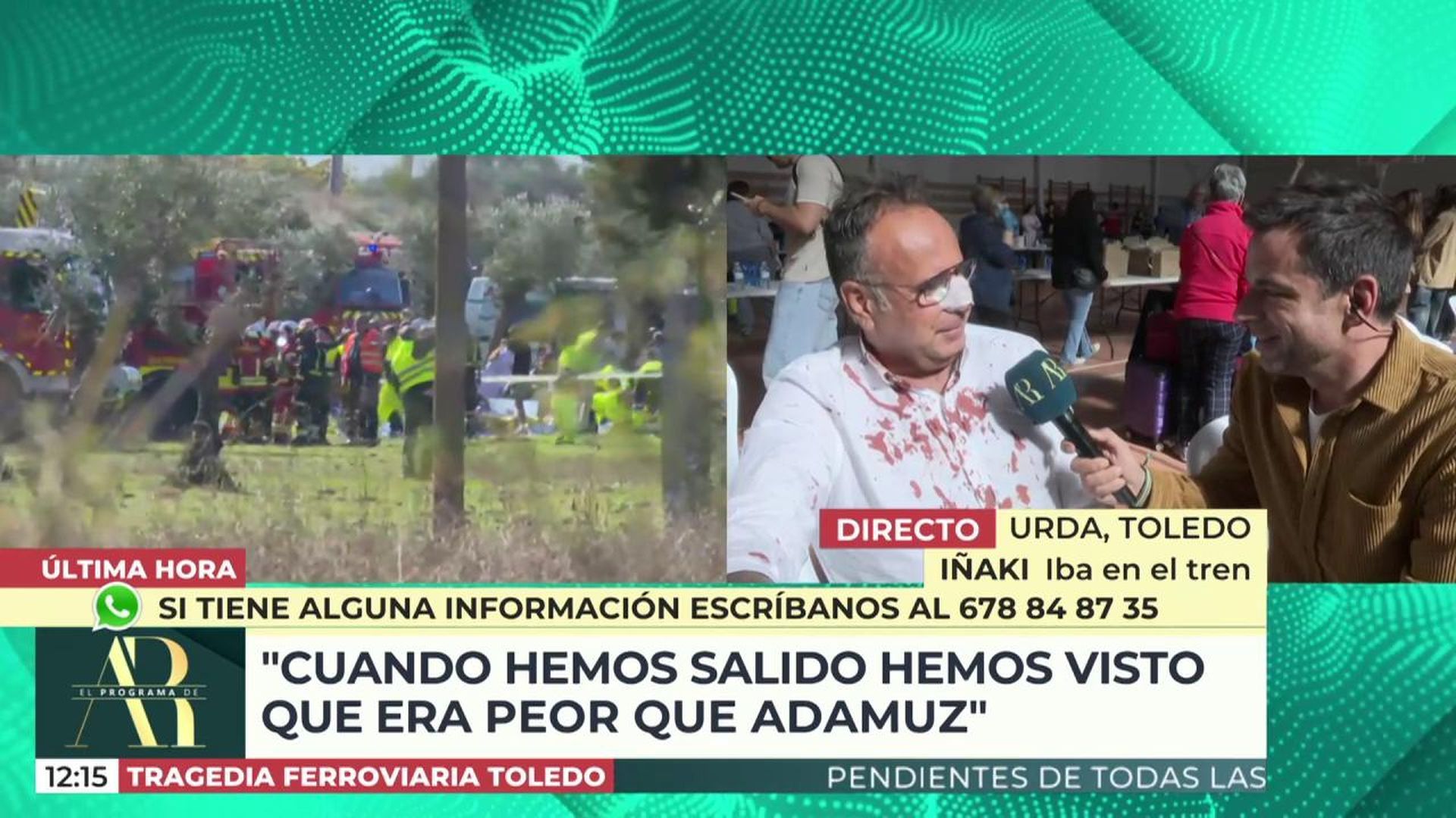 Un herido en el choque de trenes de Toledo: “Estábamos parados, hemo notado un golpe por detrás y, de repente, el caos”
