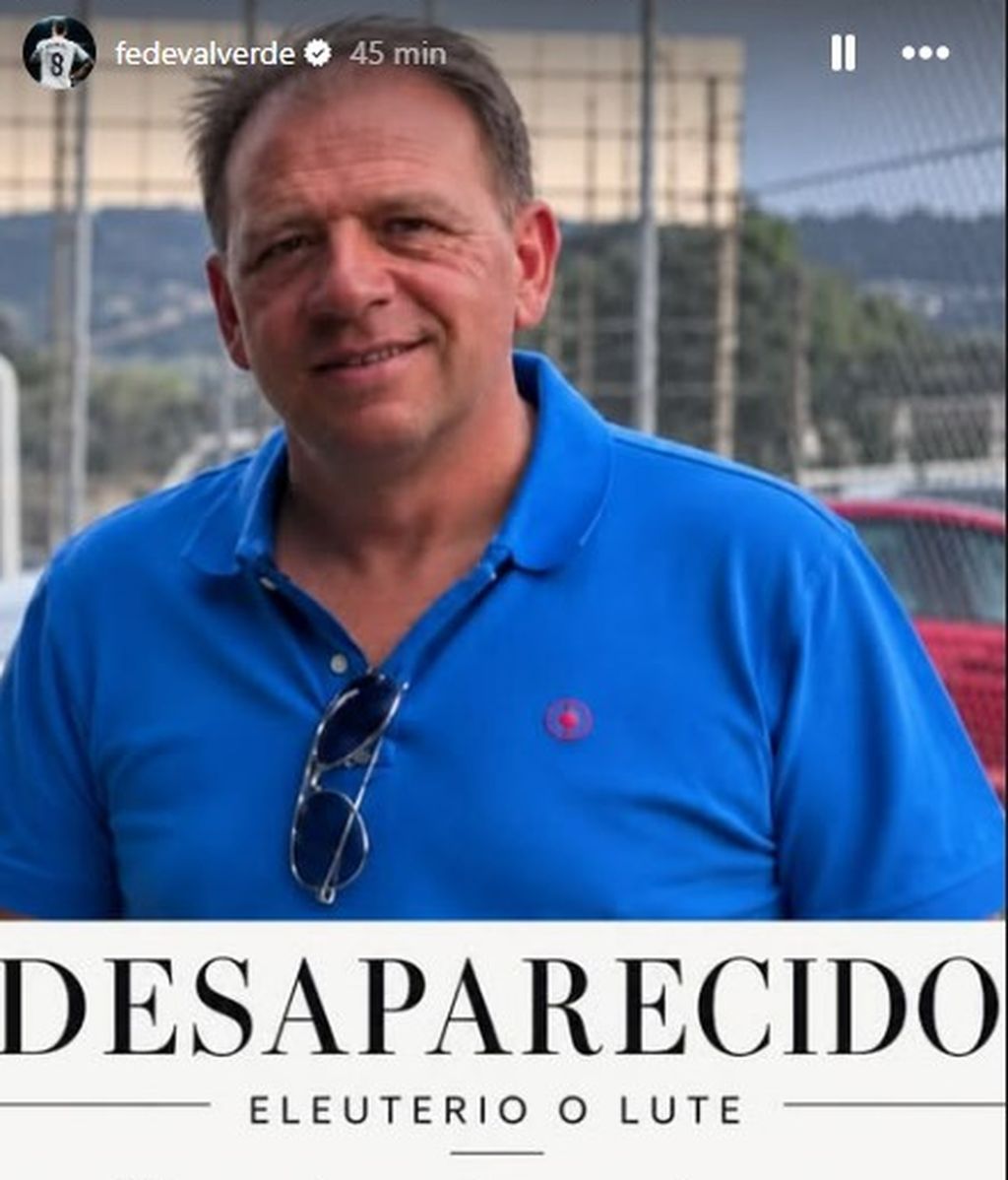 Eleuterio del Olmo Ramirez, en una imagen difundida por Fede Valverde, futbolista del Real Madrid