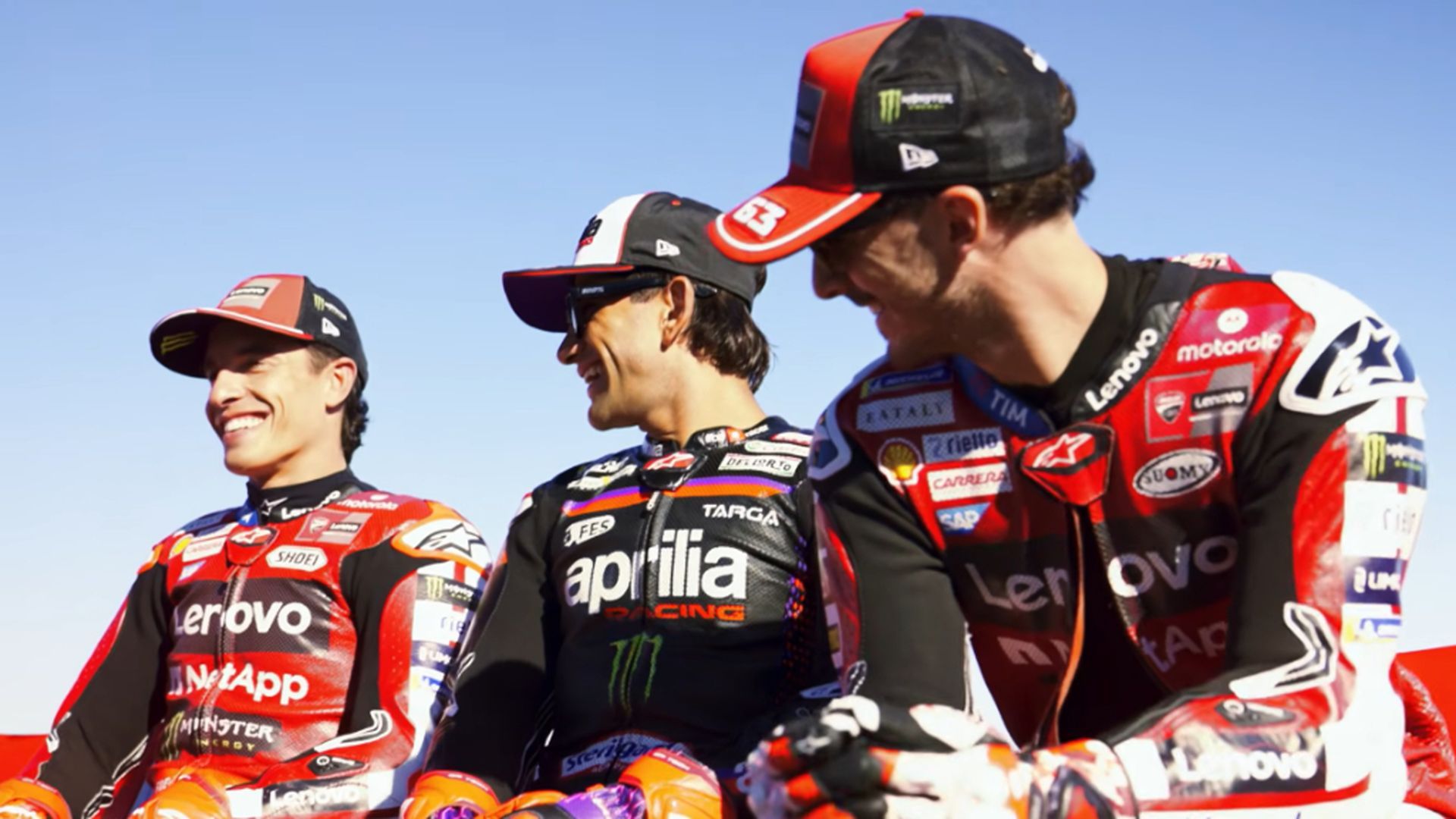 Jorge Martín, Marc Márquez y Pecco Bagnaia, en Australia