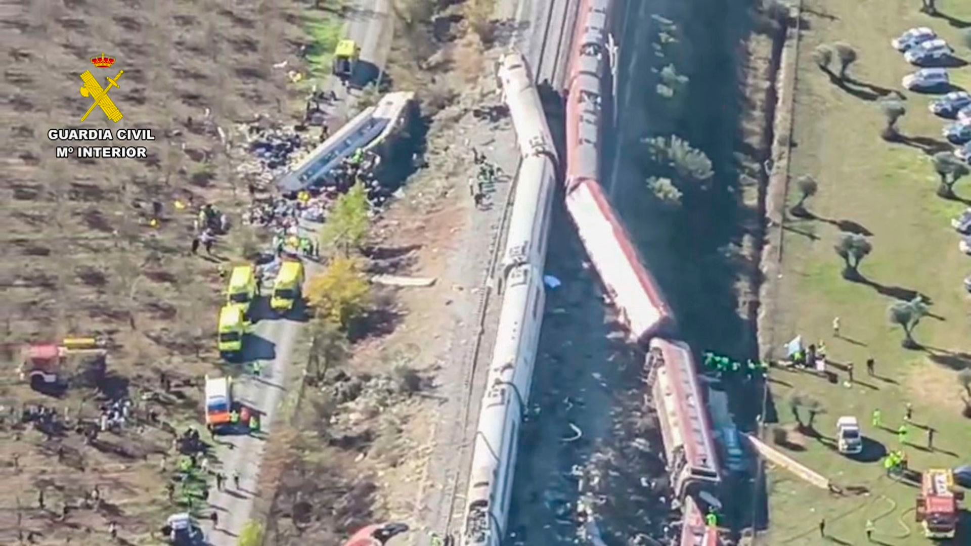Vista aérea del accidente ferroviario en Urda, Toledo