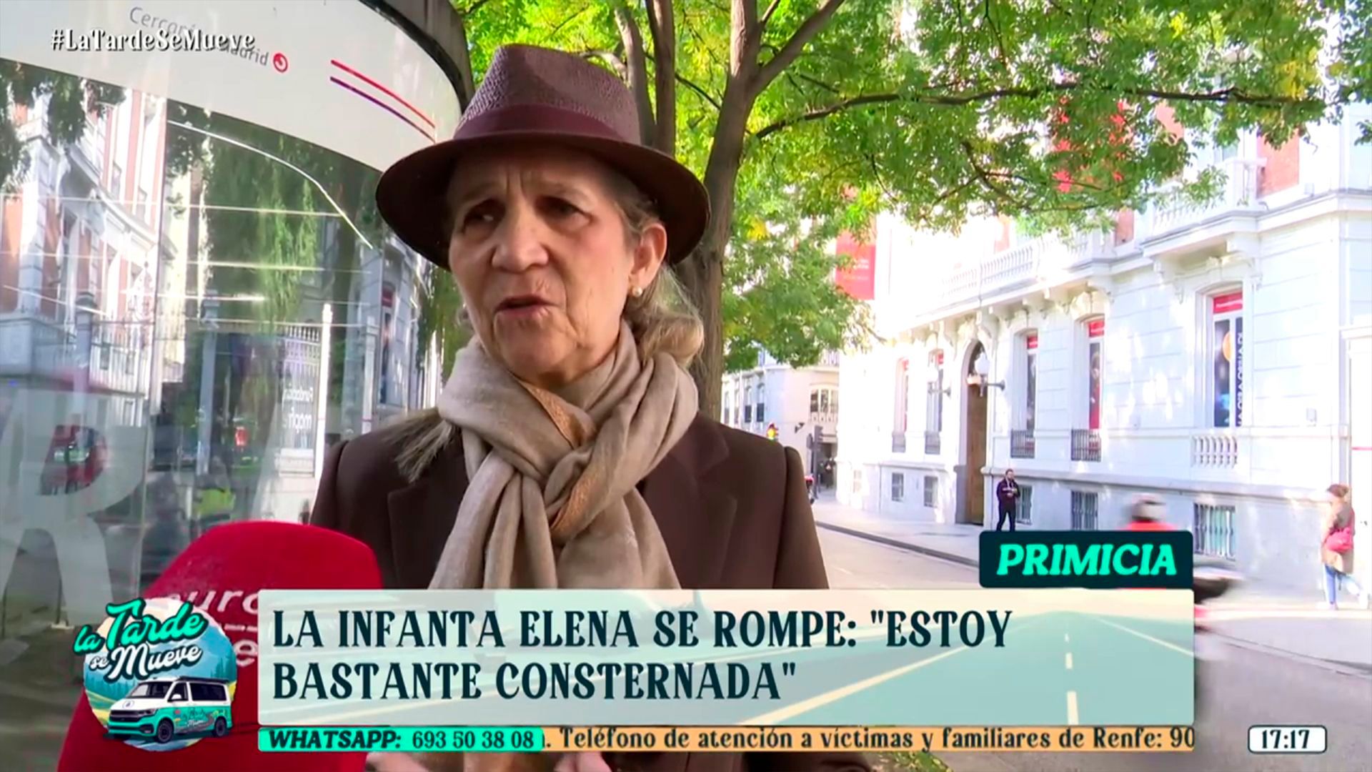La infanta Elena, emocionada, manda un mensaje de apoyo a las víctimas