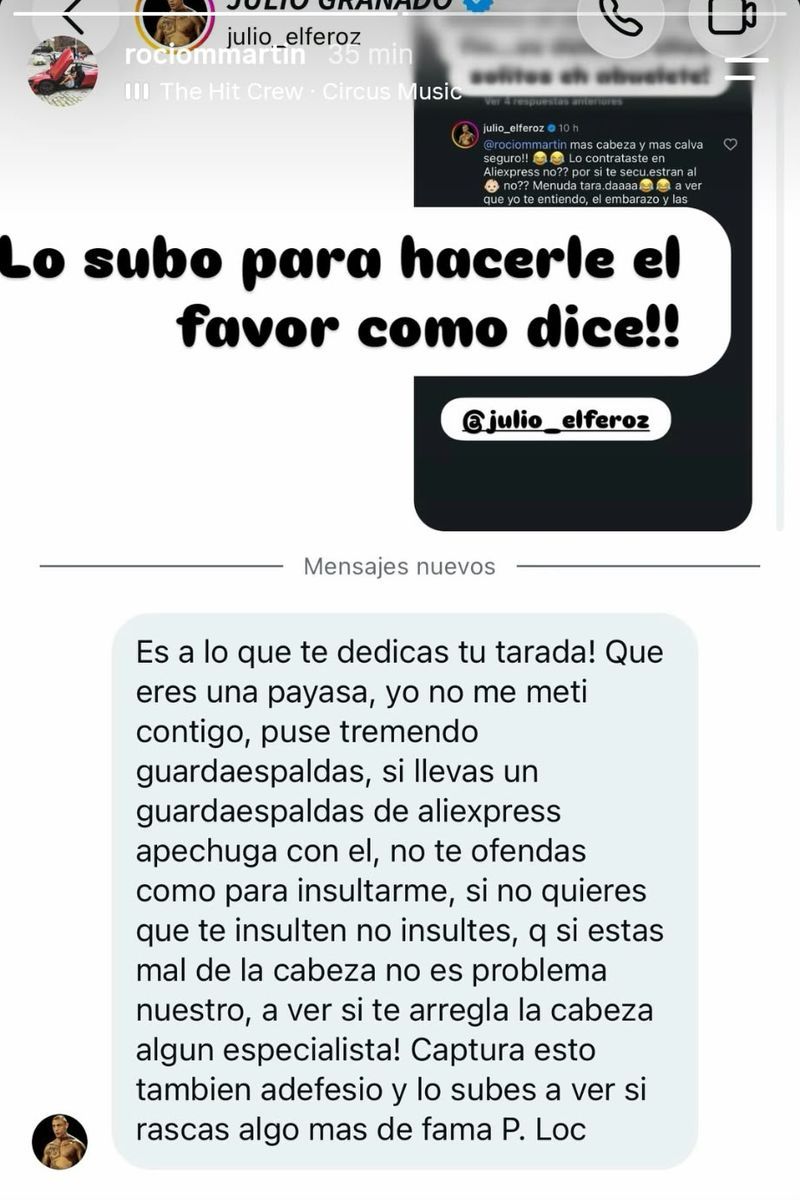 Los mensajes que Rocío Muñoz Martín recibe de Julio 'El Feroz', amigo de Omar Montes