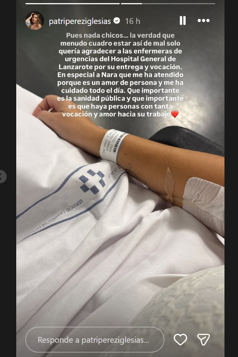 Patri Pérez en el hospital