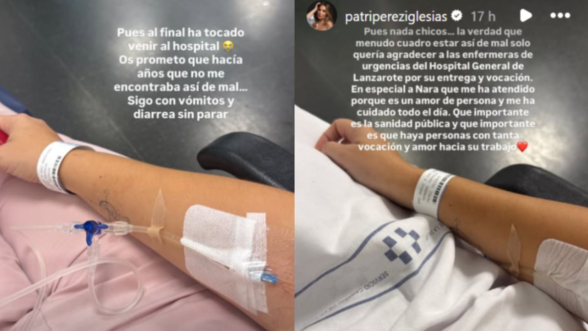 Patricia Pérez, ingresada de urgencias