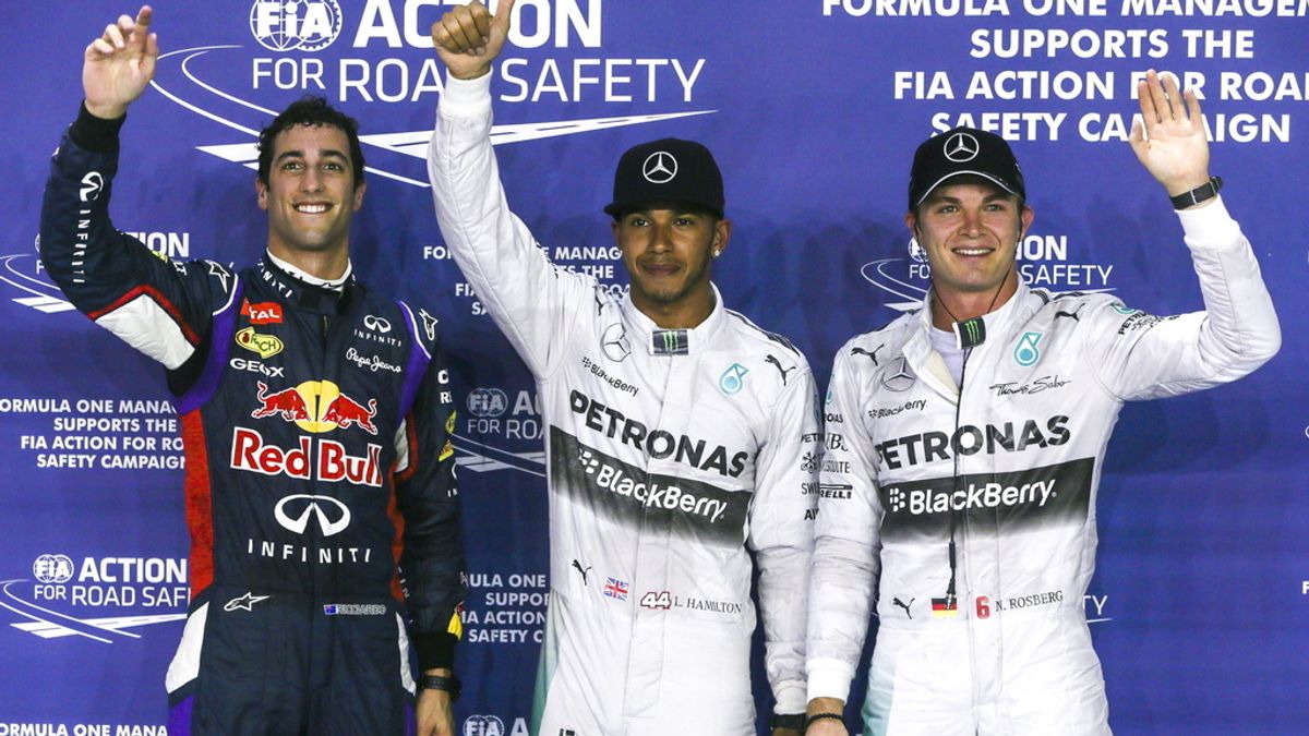 Daniel Ricciardo, Lewis Hamilton y Nico Rosberg