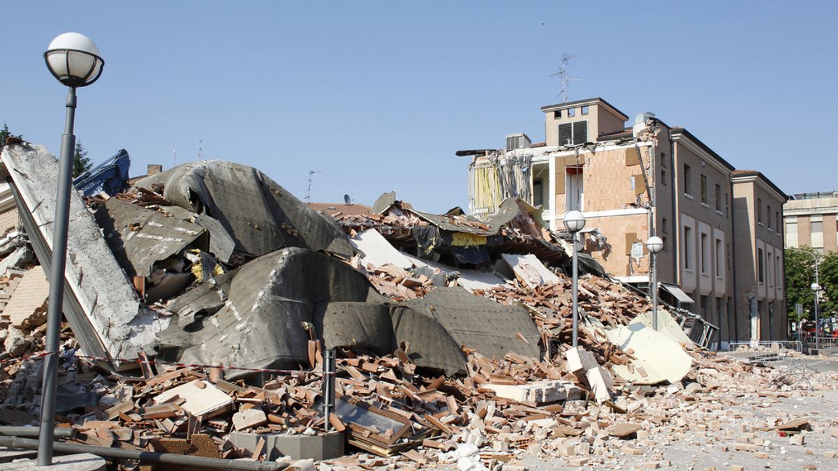 Edificio derrumbado por un terremoto en Cavezzo cerca de Módena